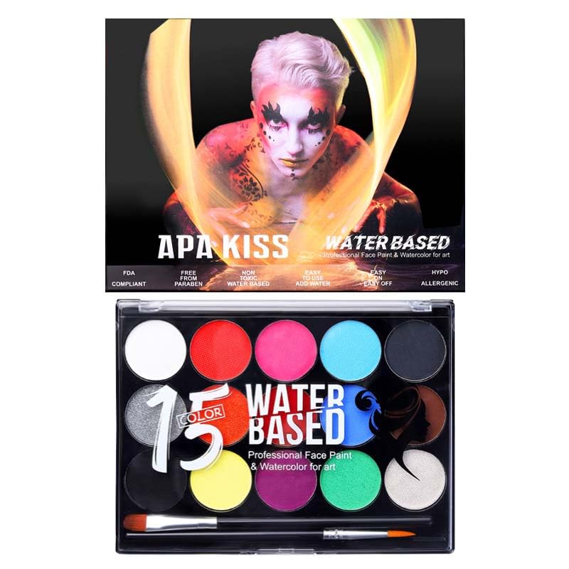 30 Colors Face Paint Kit, Reusable Water Based Body Paints Palette with Brushes and Face Painting Stencils for Kids and Adults Professional Halloween Cosplay and Parties Make-up Kit