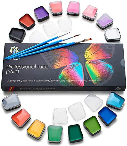 Face Paint Kit 鈥?Easy to Apply & Remove 鈥?Dermatologically Tested 鈥?Water Activated 鈥?Non-Toxic & Hypoallergenic 鈥?Professional Face Painting Kit for Kids & Adults