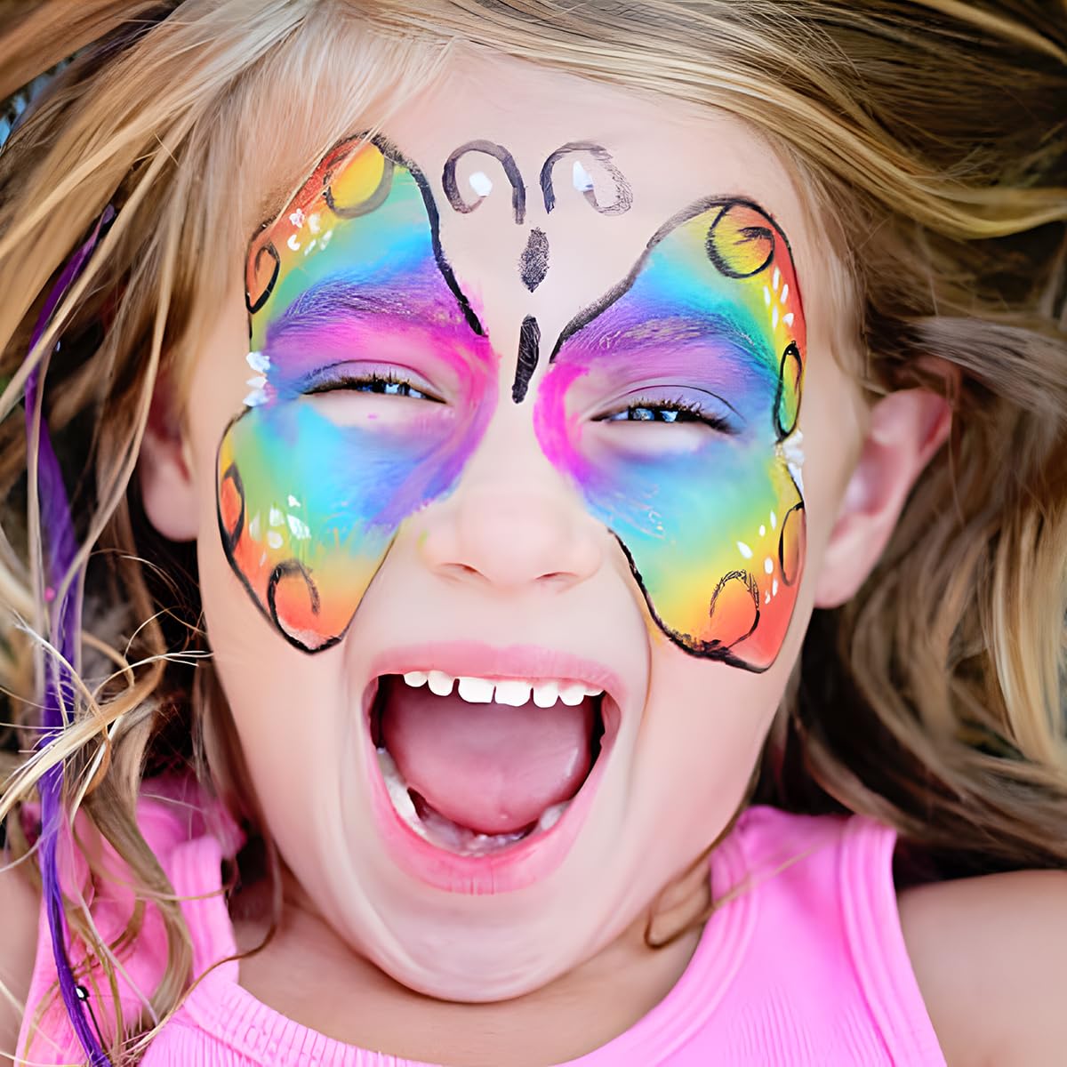 39 Colors Water Activated Face Painting Kit For Kids - Professional Face Paint with Stencil - Non Toxic Facepaint Makeup Kit with Brushes for Halloween