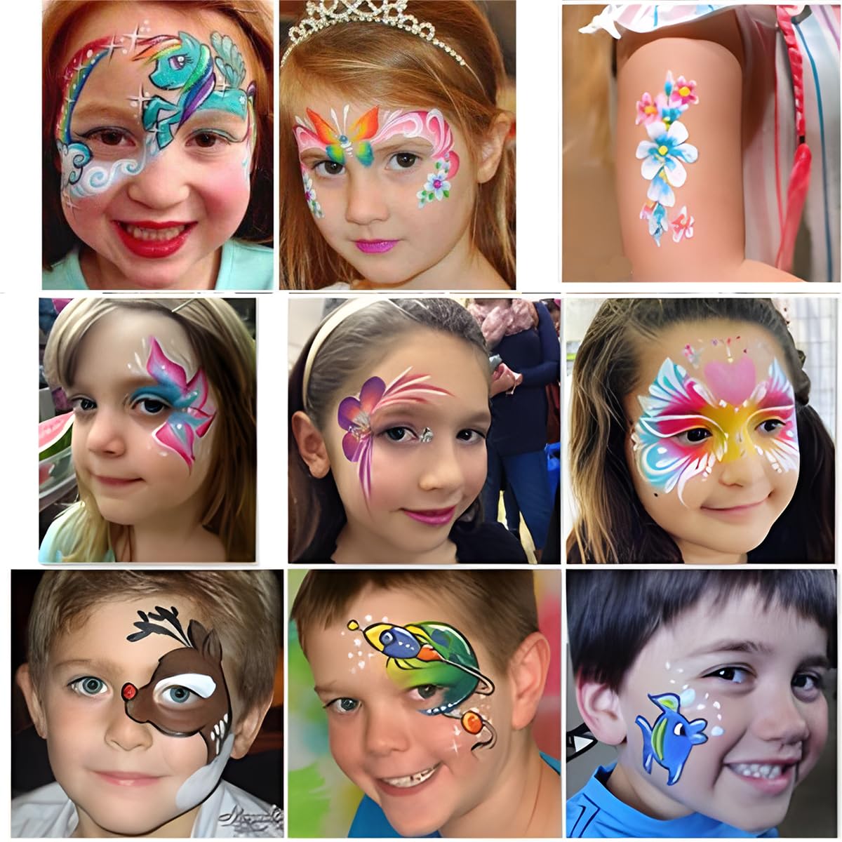 39 Colors Water Activated Face Painting Kit For Kids - Professional Face Paint with Stencil - Non Toxic Facepaint Makeup Kit with Brushes for Halloween