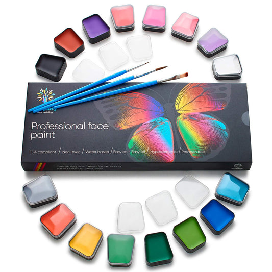 Face Paint Kit 鈥?Easy to Apply & Remove 鈥?Dermatologically Tested 鈥?Water Activated 鈥?Non-Toxic & Hypoallergenic 鈥?Professional Face Painting Kit for Kids & Adults