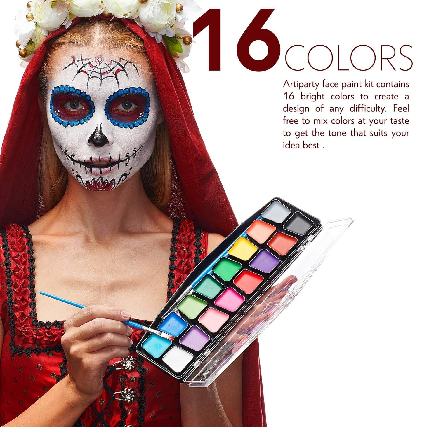 Face Paint Kit 鈥?Easy to Apply & Remove 鈥?Dermatologically Tested 鈥?Water Activated 鈥?Non-Toxic & Hypoallergenic 鈥?Professional Face Painting Kit for Kids & Adults