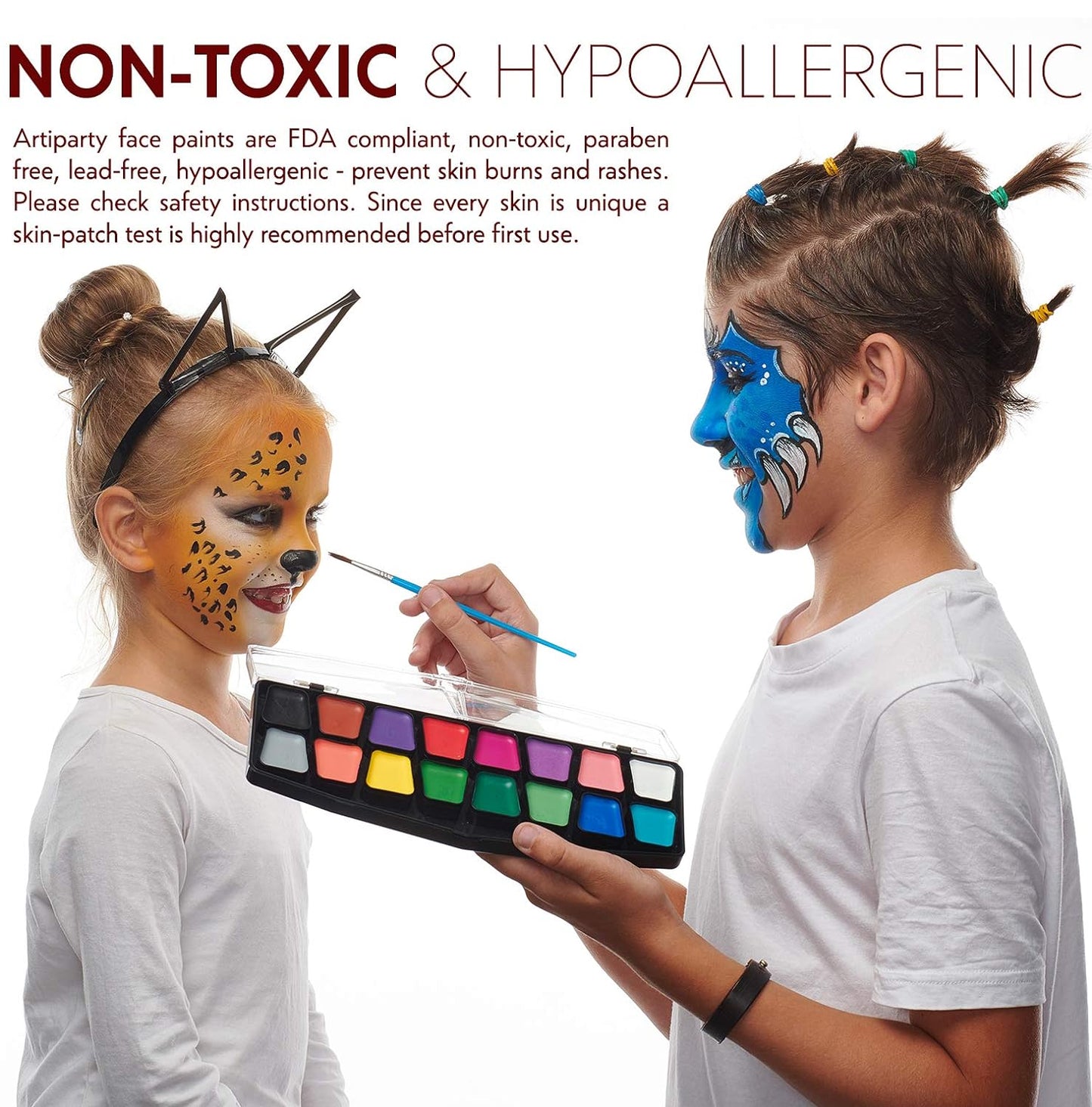Face Paint Kit 鈥?Easy to Apply & Remove 鈥?Dermatologically Tested 鈥?Water Activated 鈥?Non-Toxic & Hypoallergenic 鈥?Professional Face Painting Kit for Kids & Adults